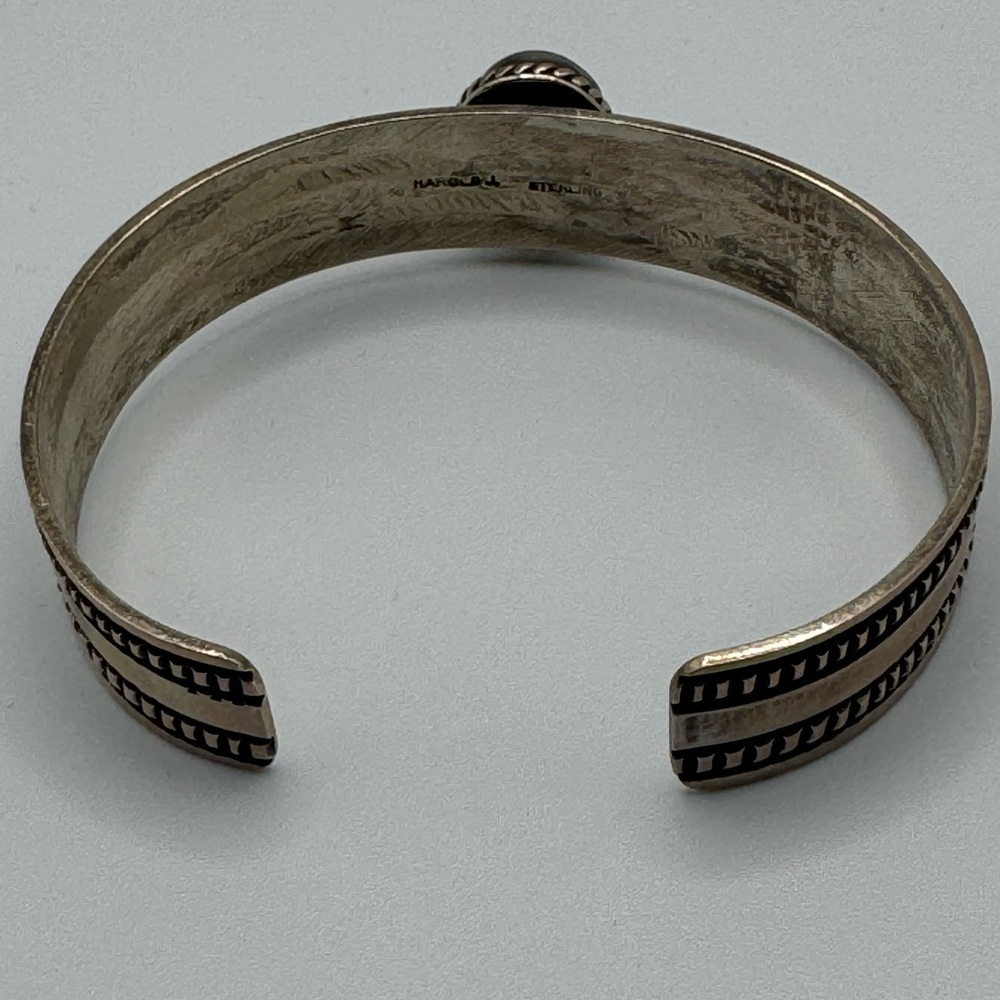 Women's Navajo .925 Silver Blue Natural Turquoise Artist Signed Harold J. - Picture 3 of 7